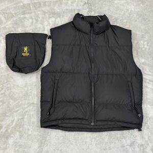 Browning Vest Mens Large Black Goose Down Filled Puffer Feather Outdoor Hiking